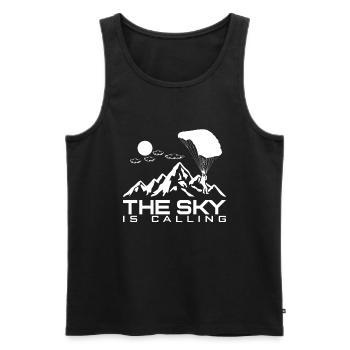 Le ciel appelle Parachute - Débardeur bio Premium Homme - noir - Devant - AI Model Male 178 light (178cm)
