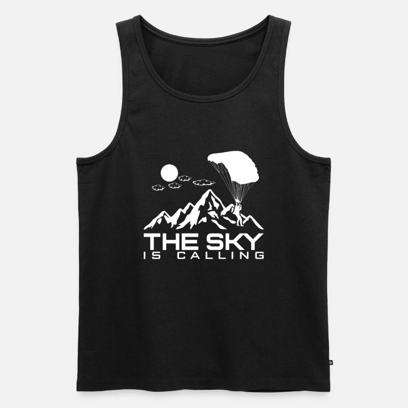 The Sky Is Calling Fallschirm - Männer Premium Bio Tank Top - Schwarz