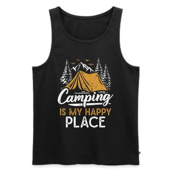 Camping Endroit préféré Camping Montagnes Randonnée Camper - Débardeur bio Premium Homme - noir - Devant - Michal (187cm)