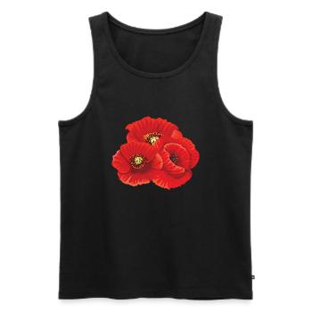 Coquelicot Coquelicot Fleurs Flore Nature - Débardeur bio Premium Homme - noir - Devant - AI Model Male 178 light (178cm)