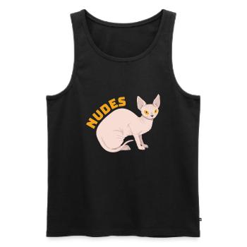 Chaton chat Sphynx nu - Débardeur bio Premium Homme - noir - Devant - Michal (187cm)