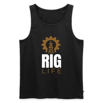 Rig Life Oil Drilling Rig - Men's Premium Organic Tank Top - black - Front - AI Model Male 178 light (178cm)
