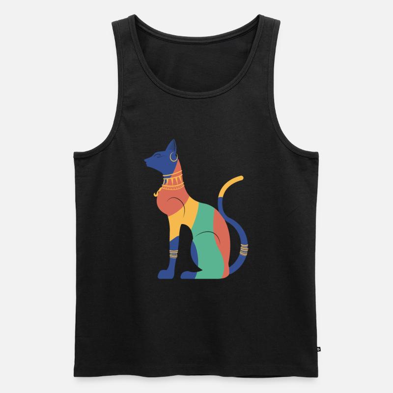 Bastet Chat égyptien Egypte Pyramide - Débardeur bio Premium Homme - noir