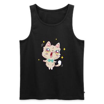 Sing Katze Kawaii Süß Japan Anime - Männer Premium Bio Tank Top - Schwarz - Vorne - AI Model Male 178 light (178cm)
