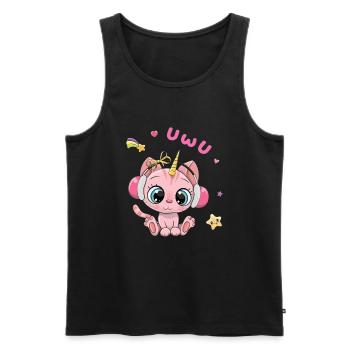 Uwu Katze Kawaii Süß Japan Anime - Männer Premium Bio Tank Top - Schwarz - Vorne - AI Model Male 178 light (178cm)