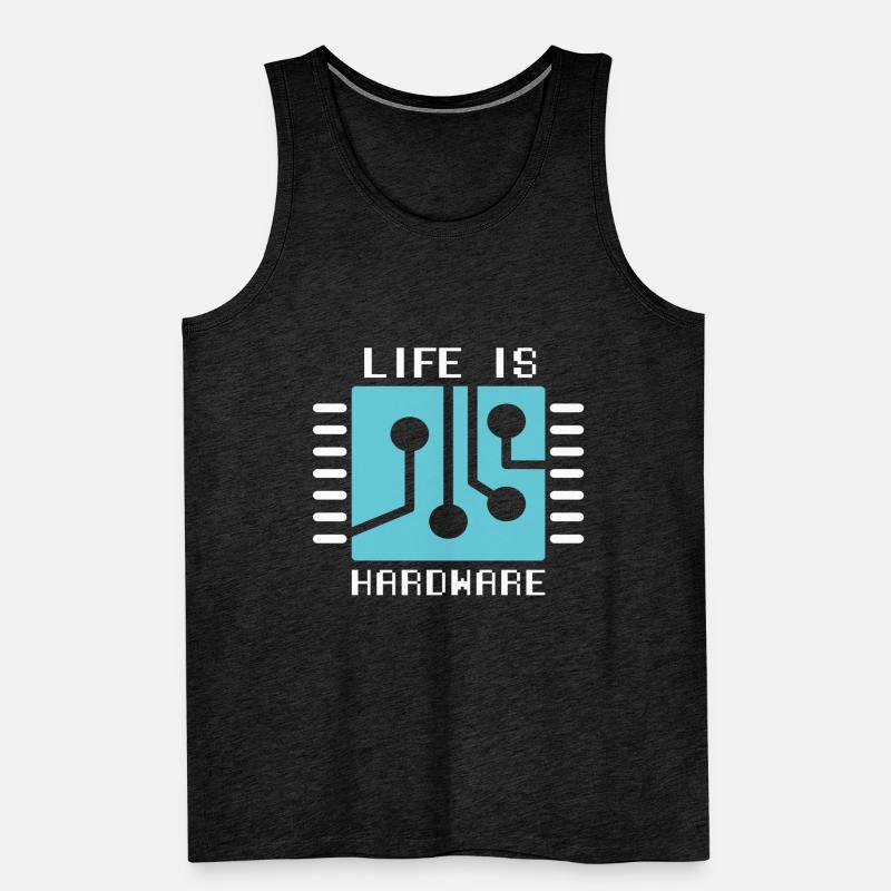 Life Is Hardware Computer Scientist Hack Coder Men's Premium Organic Tank Top