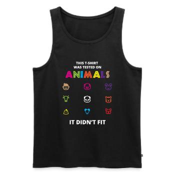 This T-Shirt Was Tested On Animals - Men's Premium Organic Tank Top - black - Front - AI Model Male 178 light (178cm)