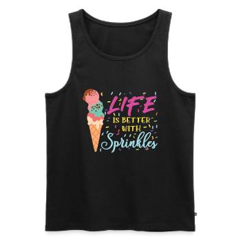 Ice Cream Life Is Better Eiscreme Eis - Men's Premium Organic Tank Top - black - Front - AI Model Male 178 light (178cm)