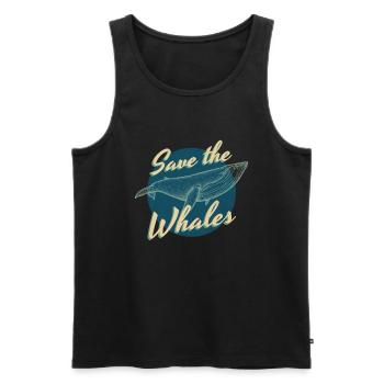 Blue Whale Save The Whales Whale Sea - Men's Premium Organic Tank Top - black - Front - AI Model Male 178 light (178cm)