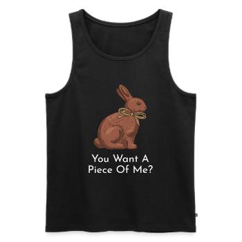 Lapin de Pâques en chocolat Vous voulez un morceau de moi? - Débardeur bio Premium Homme - noir - Devant - Michal (187cm)