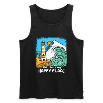 The Sea Is My Happy Place Lighthouse - Men's Premium Organic Tank Top - black - Front - Michal (187cm)