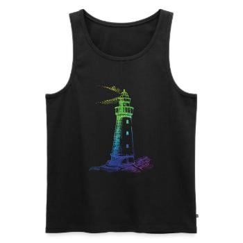 Rainbow Lighthouse - Men's Premium Organic Tank Top - black - Front - AI Model Male 178 light (178cm)