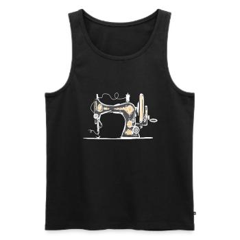 Couturière de machine à coudre couturière - Débardeur bio Premium Homme - noir - Devant - AI Model Male 178 light (178cm)