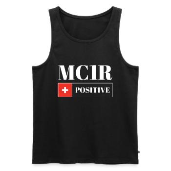 MC1R Roux positif Cheveux roux - Débardeur bio Premium Homme - noir - Devant - AI Model Male 178 light (178cm)