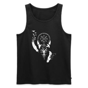 Rabe Nordisch Baum Mythologie Rune - Männer Premium Bio Tank Top - Schwarz - Vorne - Michal (187cm)