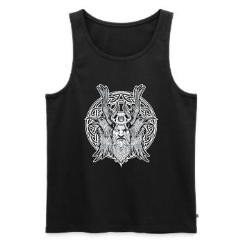 Rabe Odin Nordisch Mythologie Rune - Männer Premium Bio Tank Top - Schwarz - Vorne - Michal (187cm)