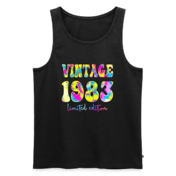 Vintage 1983 Limited Edition Batik, Geburtstag gif - Männer Premium Bio Tank Top - Schwarz - Vorne - Michal (187cm)
