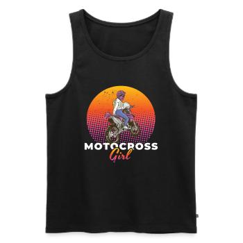 Motocross Fille Moto Motard Vélo - Débardeur bio Premium Homme - noir - Devant - Michal (187cm)