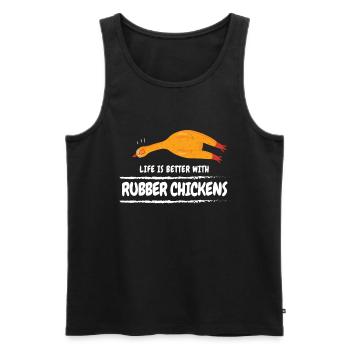 Life is Better with Rubber Chickens - Men's Premium Organic Tank Top - black - Front - AI Model Male 178 light (178cm)