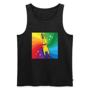 Rubber Chickens Regenbogen Gummihuhn - Männer Premium Bio Tank Top - Schwarz - Vorne - AI Model Male 178 light (178cm)