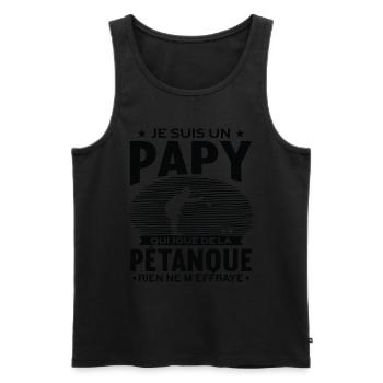 Papy Pétanque Cadeau Humour Boccia Homme Petanque - Débardeur bio Premium Homme - noir - Devant - Michal (187cm)
