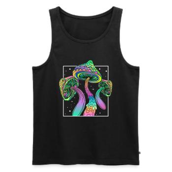 Psychedelic Fungi Festival EDM Music - Men's Premium Organic Tank Top - black - Front - AI Model Male 178 light (178cm)