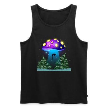 Psychedelic Fungi Festival EDM Music Ufo - Men's Premium Organic Tank Top - black - Front - AI Model Male 178 light (178cm)