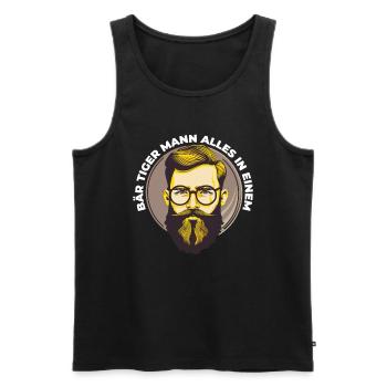 Bear Tiger Man Bearded Father Father's Day - Men's Premium Organic Tank Top - black - Front - Michal (187cm)