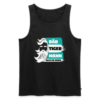 Bear Tiger Man Bearded Father Father's Day - Men's Premium Organic Tank Top - black - Front - Michal (187cm)