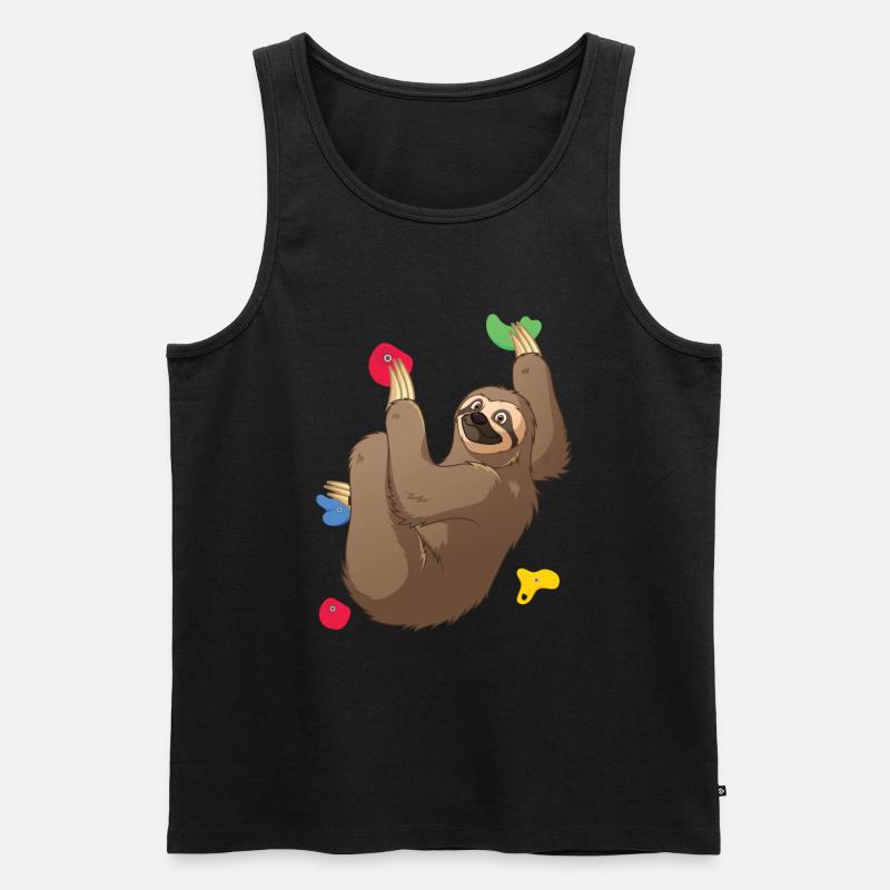Katze Faultier Klettern Bergsteigen - Männer Premium Bio Tank Top - Schwarz