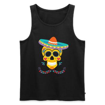 Dia de Los Muertos Sombrero, Mexico - Men's Premium Organic Tank Top - black - Front - AI Model Male 178 light (178cm)
