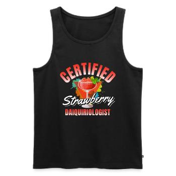Fraise Daiquiri Cocktail Alcool - Débardeur bio Premium Homme - noir - Devant - Michal (187cm)