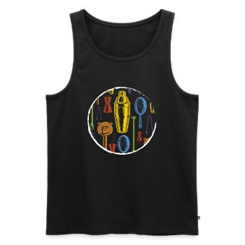 Cocktail Shaker Retro Cocktail Alcohol - Men's Premium Organic Tank Top - black - Front - Michal (187cm)