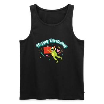 Hoppy Birthday Frosch Frösche Kinder - Männer Premium Bio Tank Top - Schwarz - Vorne - Michal (187cm)