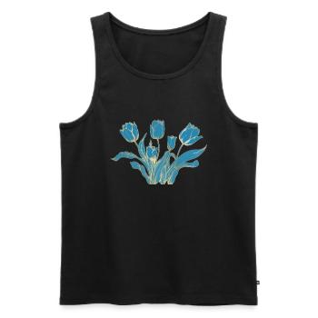 Tulips Blue Florist Flowers Tulip - Men's Premium Organic Tank Top - black - Front - Michal (187cm)