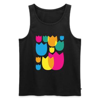 Tulips Retro Florist Flowers Tulip - Men's Premium Organic Tank Top - black - Front - Michal (187cm)