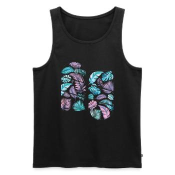 Leaves, Tropical, Rainforest, Nature, Plant - Men's Premium Organic Tank Top - black - Front - AI Model Male 178 light (178cm)