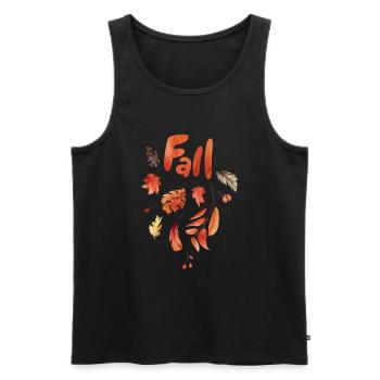 Automne Feuilles d’automne Herbst Blätter - Débardeur bio Premium Homme - noir - Devant - AI Model Male 178 light (178cm)