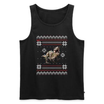 Noël moche Dino Trex Weihnacht - Débardeur bio Premium Homme - noir - Devant - Michal (187cm)