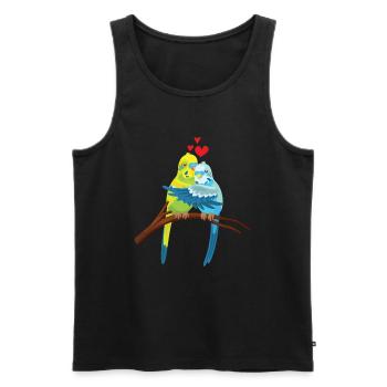 Mignon Perruche Amour Coeur Oiseau - Débardeur bio Premium Homme - noir - Devant - Michal (187cm)