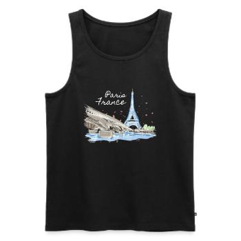 Paris, France, France, Tour Eiffel - Débardeur bio Premium Homme - noir - Devant - Michal (187cm)