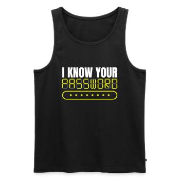 I Know Your Password Hack Programmer - Men's Premium Organic Tank Top - black - Front - AI Model Male 178 light (178cm)