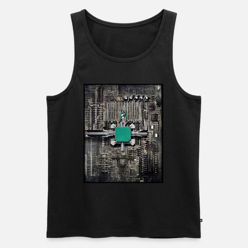 Leiterplatte Giger-Stil Farbe - Männer Premium Bio Tank Top - Schwarz