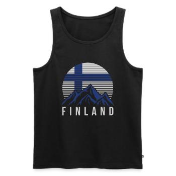 Montagnes Finlande Helsinki Finnois - Débardeur bio Premium Homme - noir - Devant - AI Model Male 178 light (178cm)