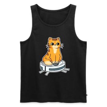Saugroboter mit Katze Saugerroboter - Männer Premium Bio Tank Top - Schwarz - Vorne - AI Model Male 178 light (178cm)