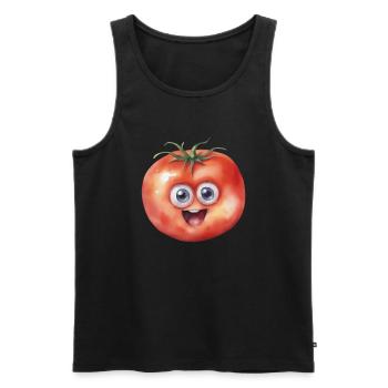 Mignon Tomate Souriant Design - Débardeur bio Premium Homme - noir - Devant - Michal (187cm)