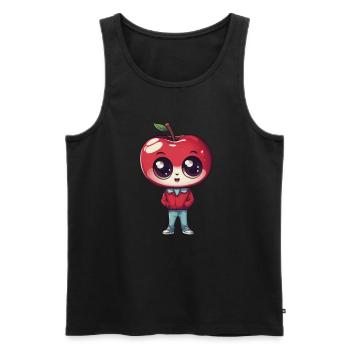 Cute kawaii apple for fruit lovers - Men's Premium Organic Tank Top - black - Front - AI Model Male 178 light (178cm)