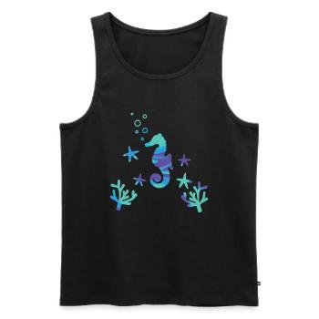 Petit hippocampe océan sous-marin - Débardeur bio Premium Homme - noir - Devant - AI Model Male 178 light (178cm)