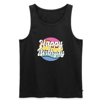 Happy Birthgay LGBTQ Farbenpracht - Männer Premium Bio Tank Top - Schwarz - Vorne - Michal (187cm)
