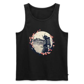 Samurai Kirschblüten Japan Japanisch - Männer Premium Bio Tank Top - Schwarz - Vorne - Michal (187cm)